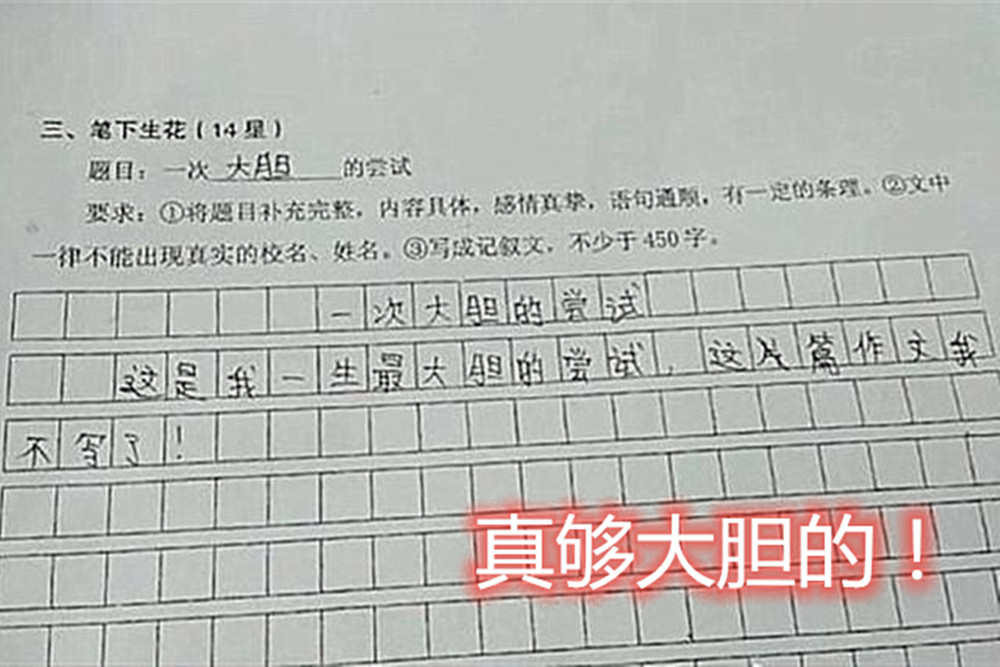 作文:小学生作文现“神转折”,“大胆尝试”令人捧腹,老师:我太难了