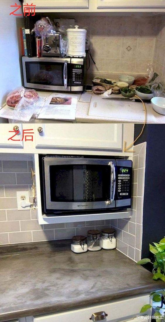 【微波炉】明明灶台不够用，还把烤箱放上面，不如学学我，吊上柜下面很实用