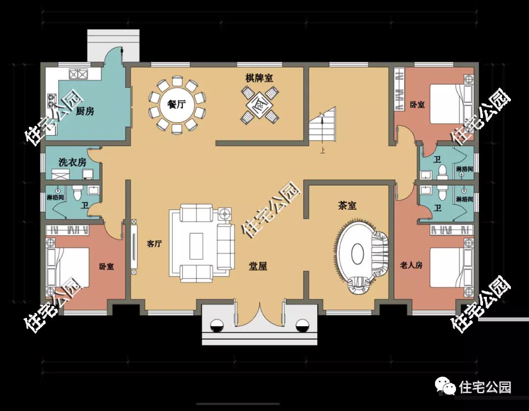 |30套经典农村法式风格户型图，带效果平面展示