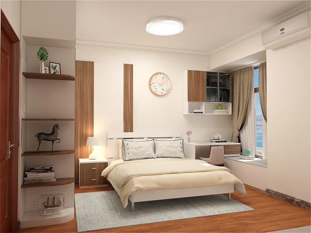 设计师|119平的三房两厅实装案例,全屋家具胡桃木配白色系,简直美哭了