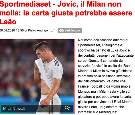 皇家马德里|皇马酝酿重磅互换！或用身价6千万欧的失意中锋，换AC米兰21岁快马