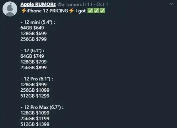 iphone12|iPhone12价格曝光，最低4400元起？哪个版本最值？