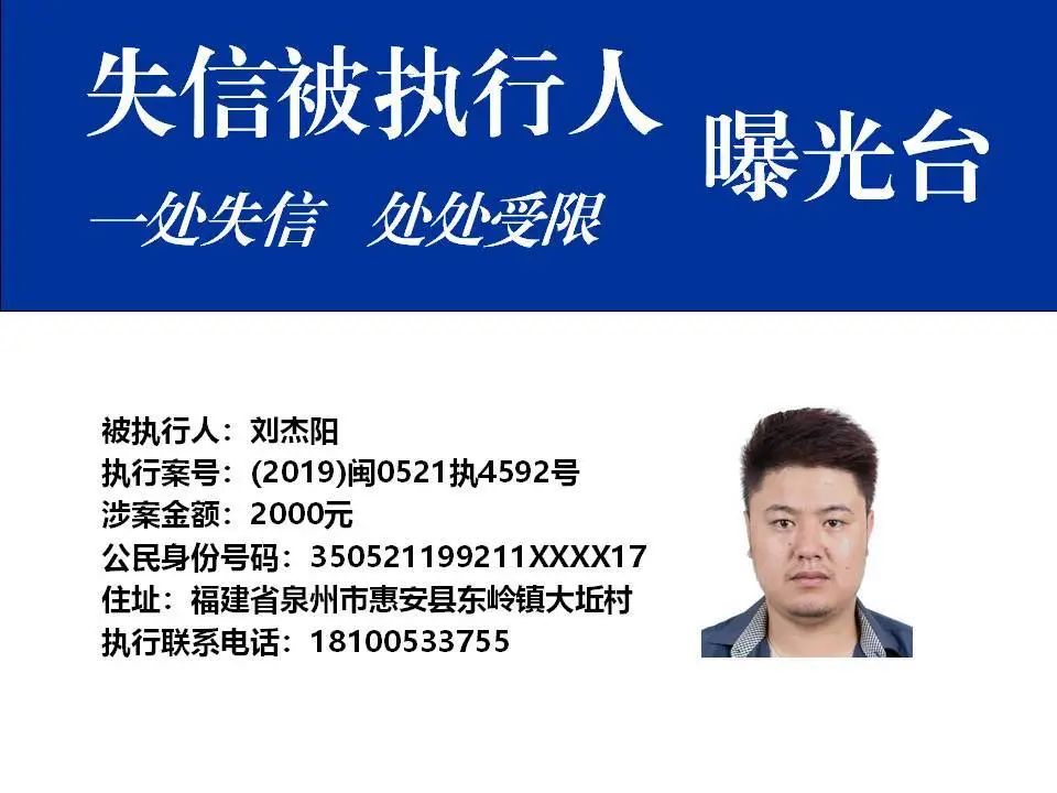 惠安法院|失信被执行人曝光台