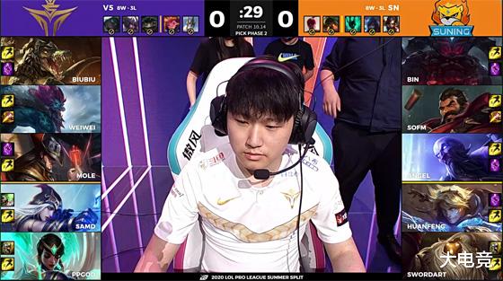 |LOL-LPL：Bin青钢影前期团战斩获三杀，SN 2-1击败V5豪取7连胜