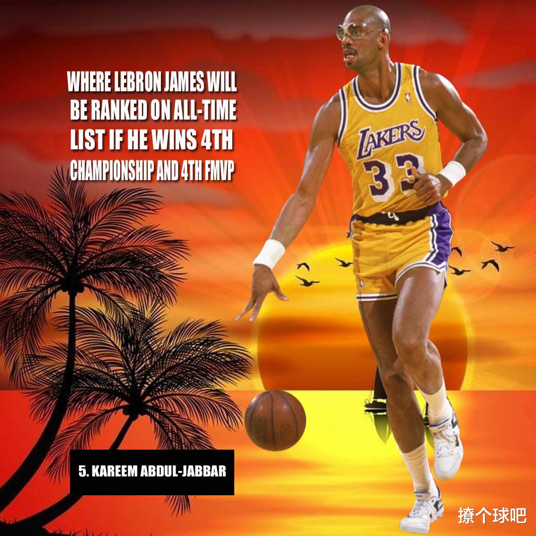 勒布朗·詹姆斯|詹姆斯赢得第四冠历史地位如何？美媒给出前五超巨，詹姆斯仅第3！