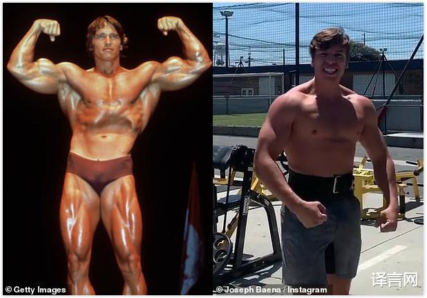 施瓦辛格22歲私生子健身，展示肌肉撕裂，神還原老爸當年冠軍姿勢-圖3