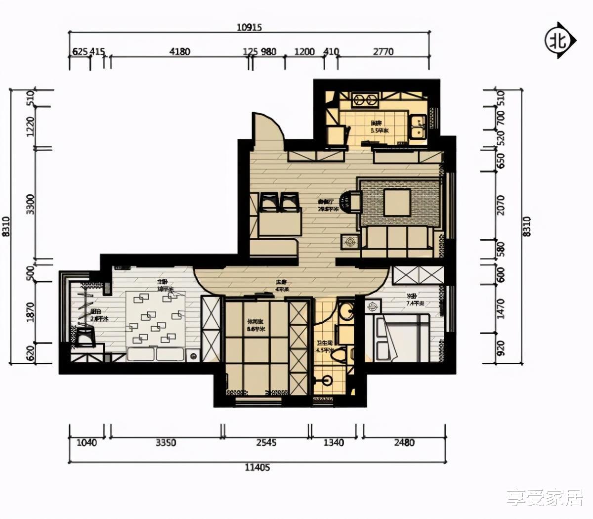 老年小妙招|58平三代同住？这个小户型收纳满分，设计时尚，轻松住下五口人!