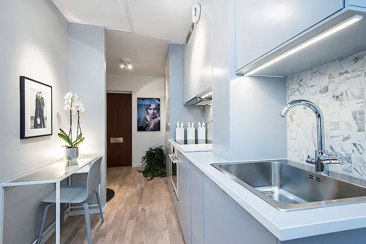 『』25㎡北欧风单身公寓,蓝色+灰色的色彩搭配,让小家清新有温度!