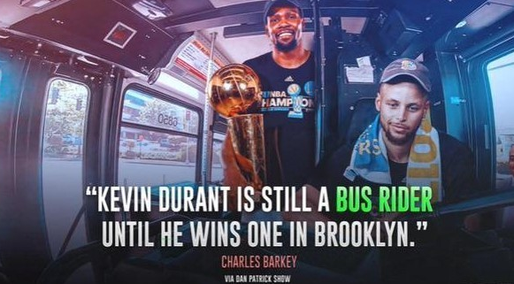 凯文·杜兰特|巴克利评杜兰特地位一针见血，都是联手夺冠，与詹姆斯有何区别？