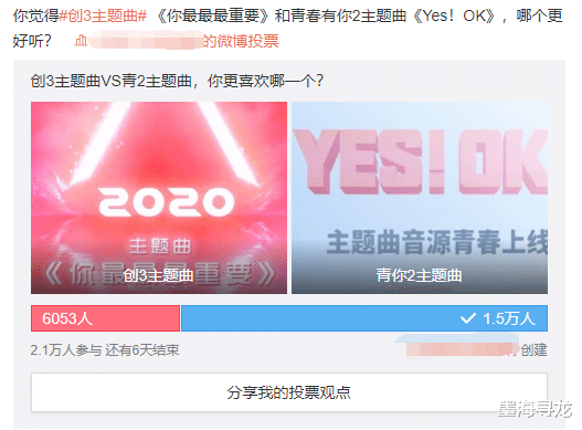 「郭敬明」郭敬明为《创3》主题曲作词，被网友吐槽太土，《青你2》先得一分