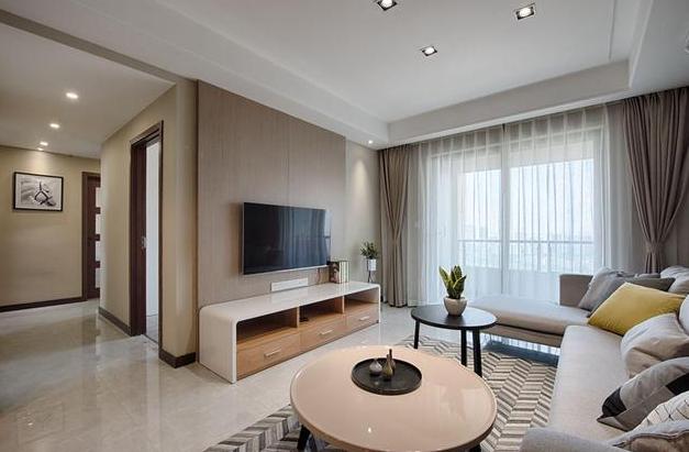 『背景墙』110平三居室完工，打扫干净恨不得立马入住！客厅真是清爽大方