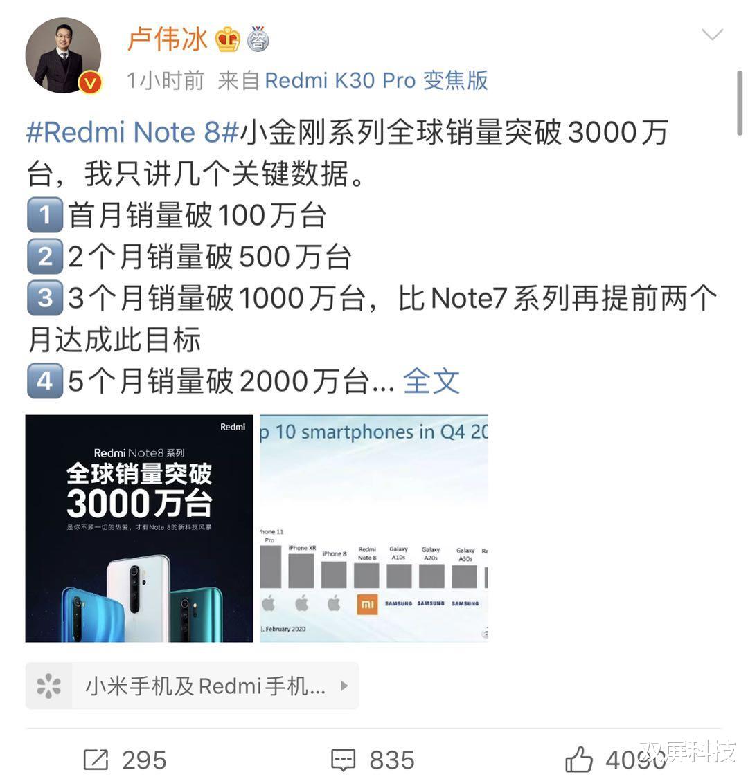 [红米手机]雷军：正式恭喜你了！一款机型销量突破3000万台