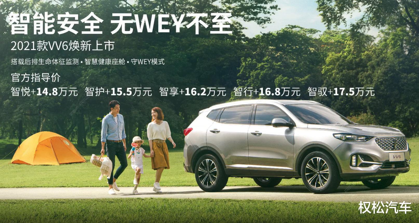【wey vv6】14.80万元起 搭载生命体征检测 2021款WEY VV6正式上市