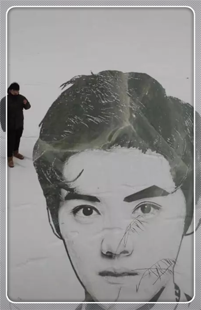 美术生挑战雪地画鹿晗，本以为是黑粉，看到成品：是我心中的男神
