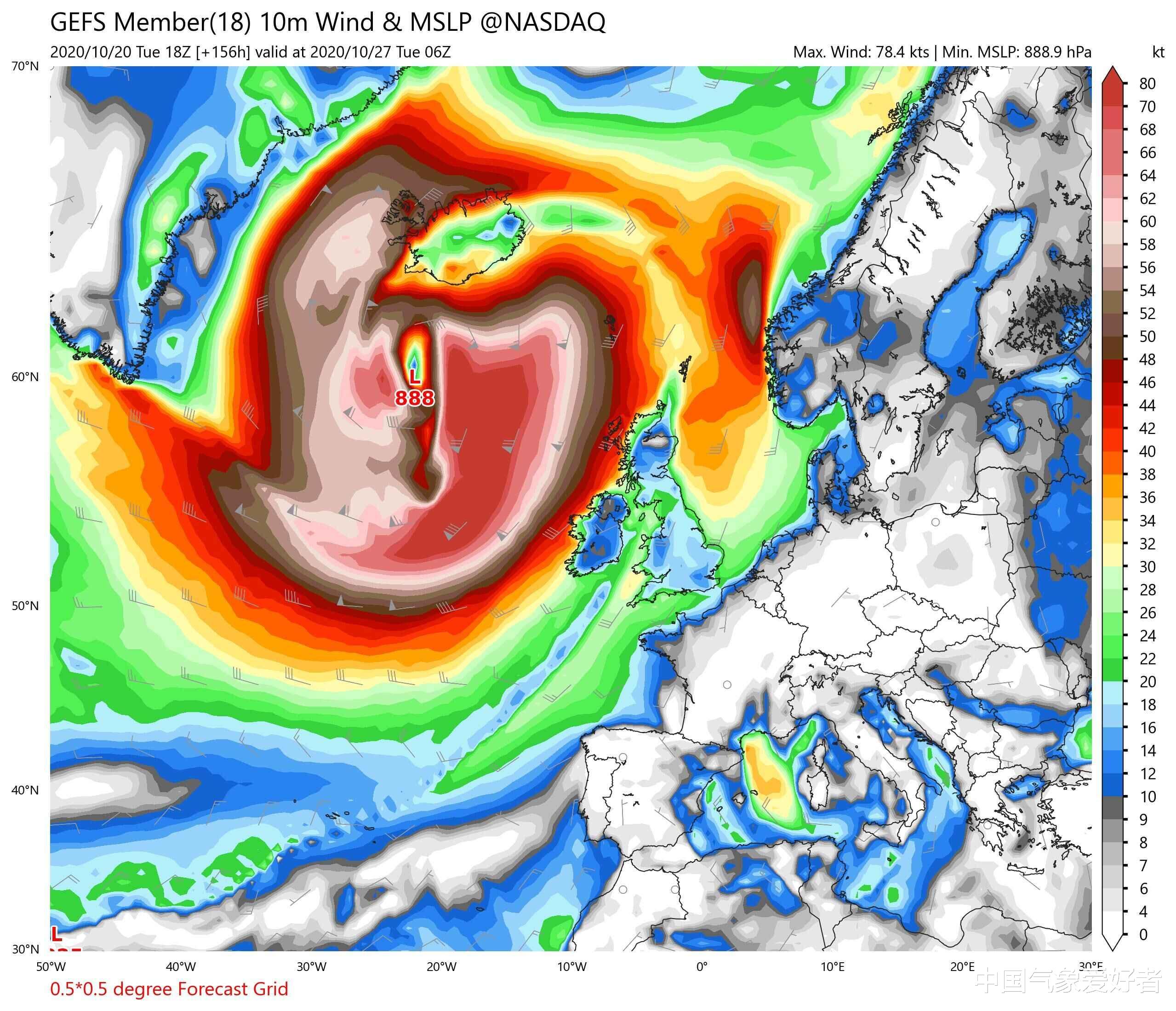 中国气象爱好者|888百帕！超级冰风暴或在英国以西形成，分析：警惕上下游效应