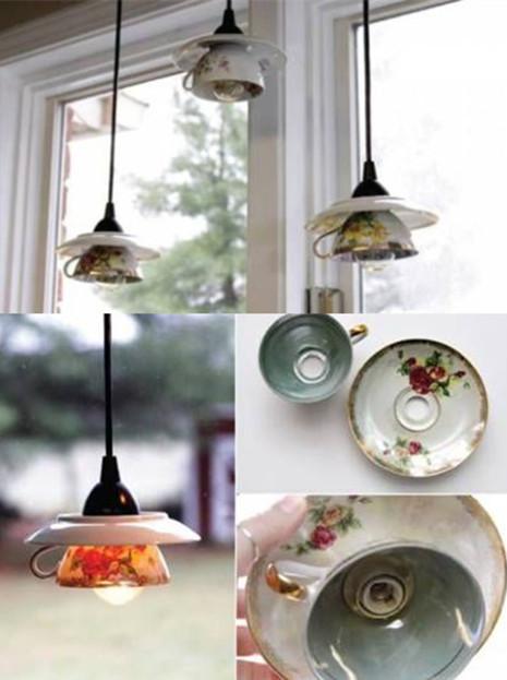 设计师|废旧碗碟被邻居偷偷捡回家，拆改后变个吊灯用，不花一分羡慕哭！