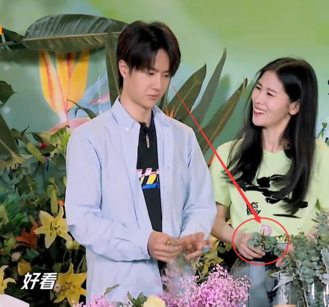 王一博张碧晨合作插花,谁注意一博看碧晨的样子,藏不住了