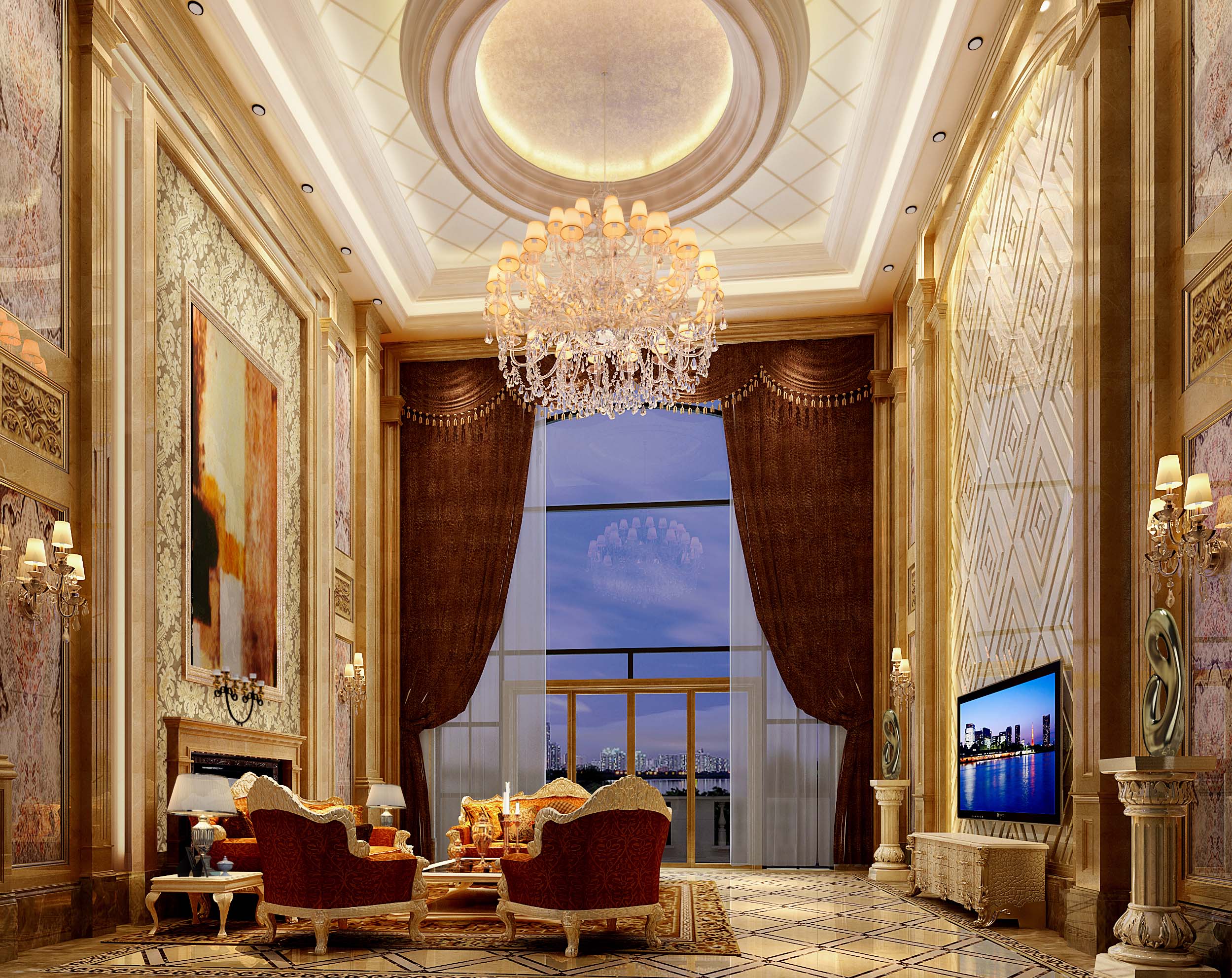 |晒晒1000㎡欧式豪宅设计，装修还没结束，就天天有人来参！