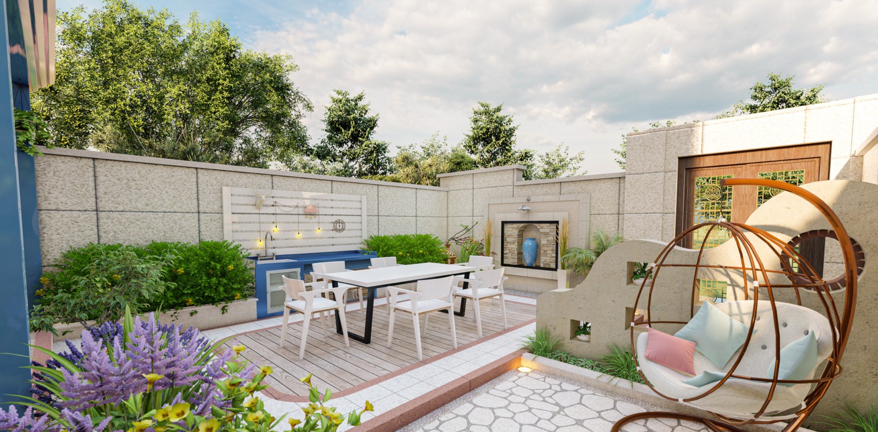 |60㎡私家庭院设计：4步打造，年轻人都喜欢的现代欧式花园style