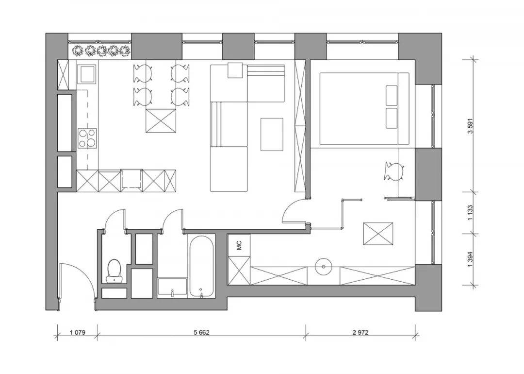 「」66平的极简风小户型，改造成舒适的公寓，适合小情侣的家