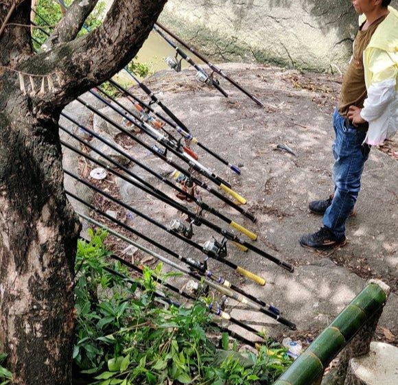 珠江|一人控制16根鱼竿！男子珠江边布下鱼竿阵，这样钓鱼已违法