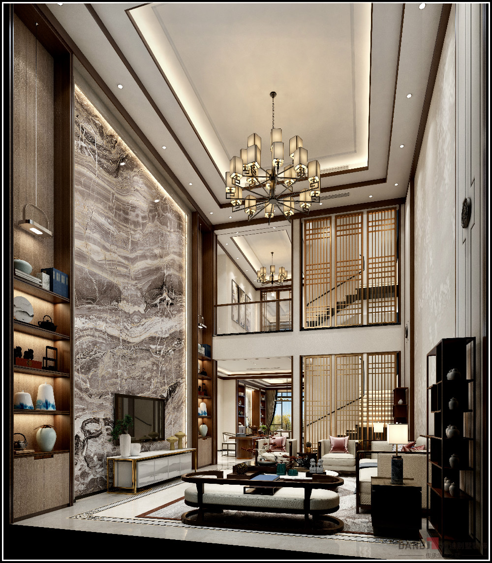 |560㎡豪宅新中式风格别墅设计，端庄又大气，装修太有品位了!