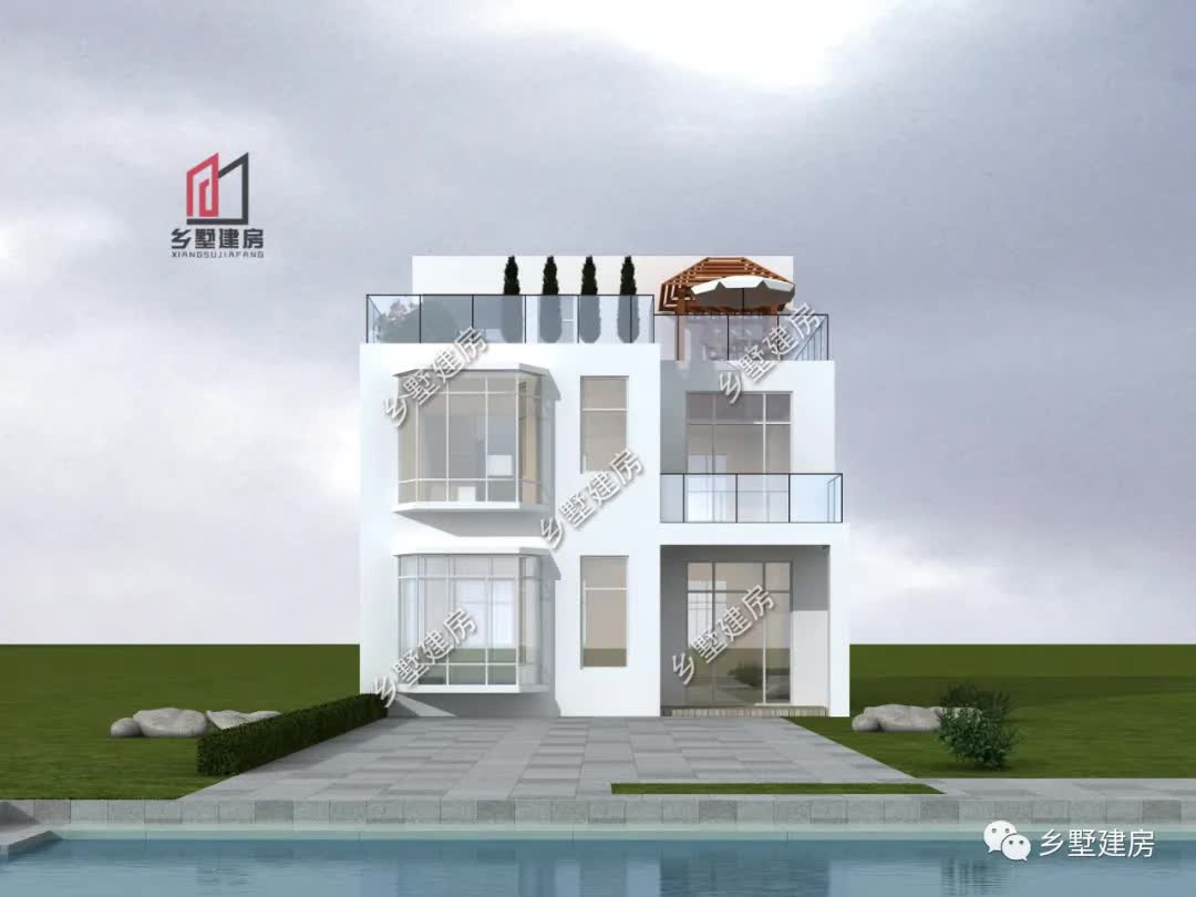 |现代风情三层别墅,高端大气,把田园美景送到家