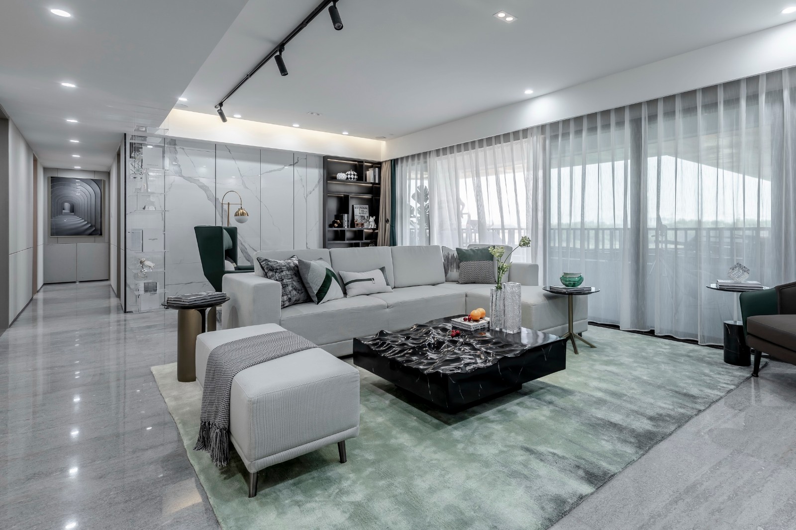 [设计师]这才是轻奢风，135㎡现代装修设计，入户第一眼，就是开阔感