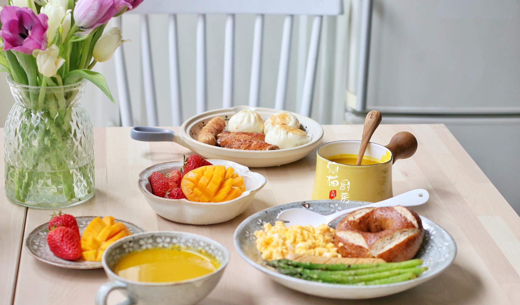 蛋挞@孩子的早餐我从不糊弄,不丰盛但用心,网友:难怪孩子长得快