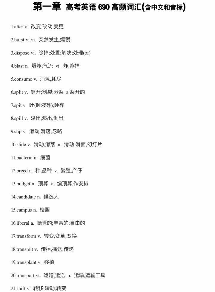 考试|划重点!高考英语690个核心高频词,请收藏!