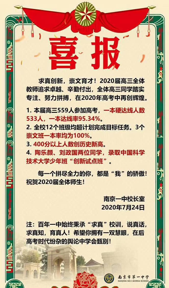 素质教育|南京一中一本率不足96%,家长纷纷举牌喊话:要求校长下台!