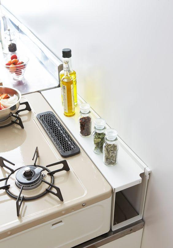 「」灶台两边别浪费了!加个抽屉砌个墩子,厨房瓶瓶罐罐都有地放了