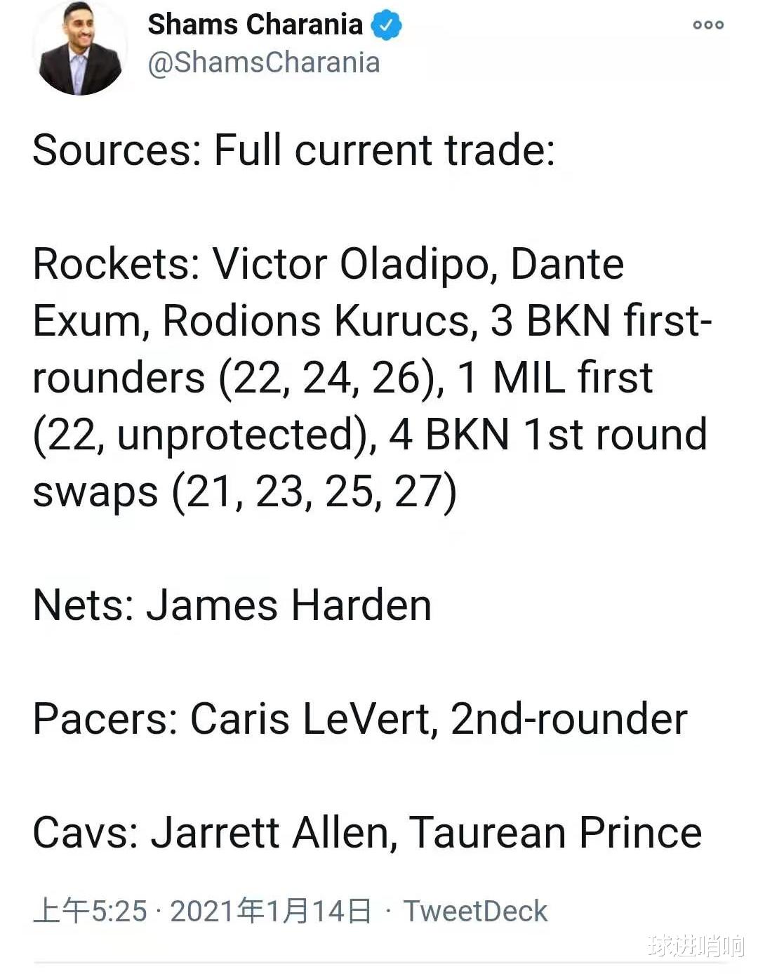 交易|4方共贏！哈登交易達(dá)成，如愿聯(lián)手KD歐文，火箭喜獲11項(xiàng)籌碼回報