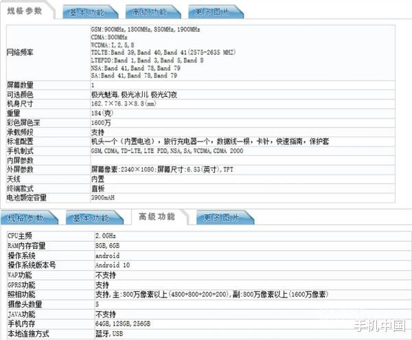 『何超莲』中兴5G新机入网 6.53英寸屏+3900mAh 搭载天玑800