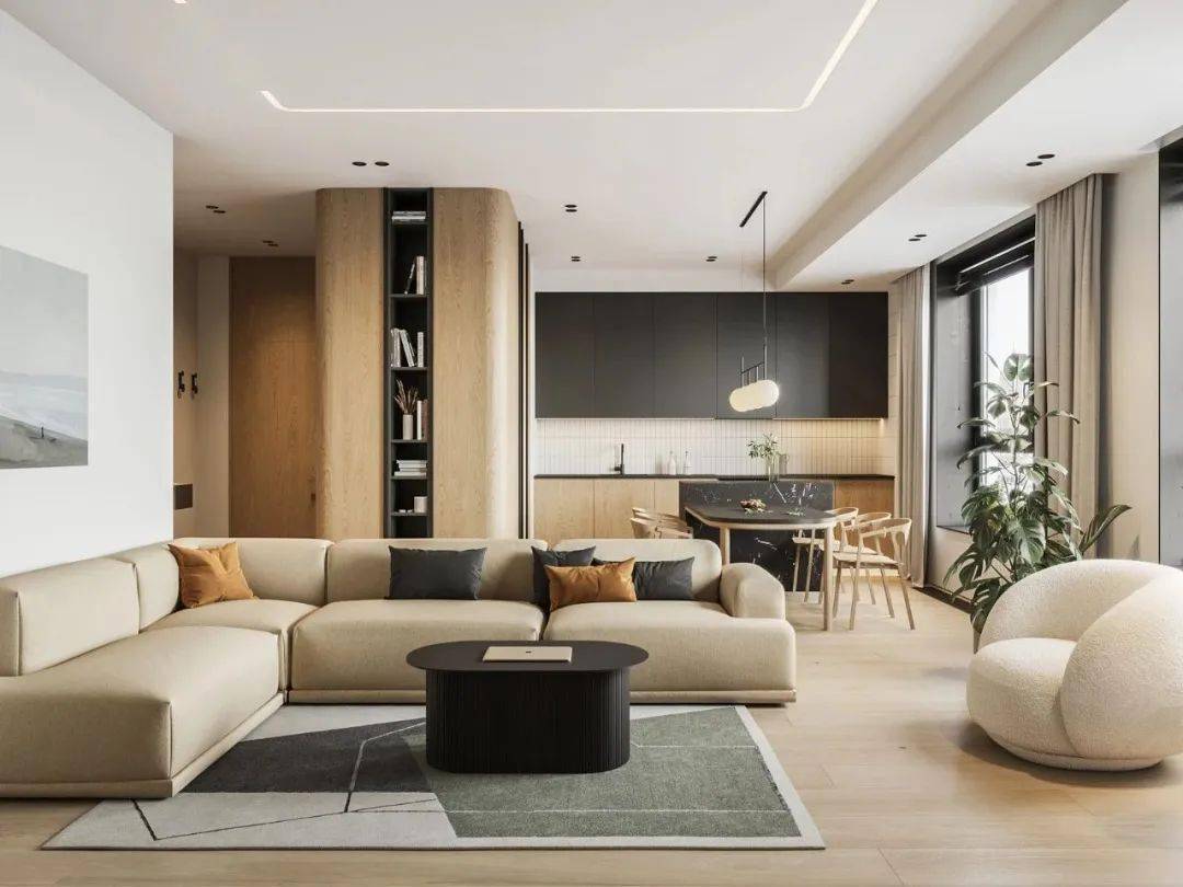 家变|放弃踢脚线原木元素，92㎡的家变得自然素净~