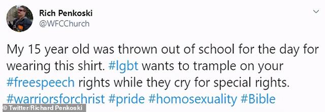 美國女生穿寫有“同性戀是罪”襯衫遭開除，怒告校方侵犯言論自由-圖3