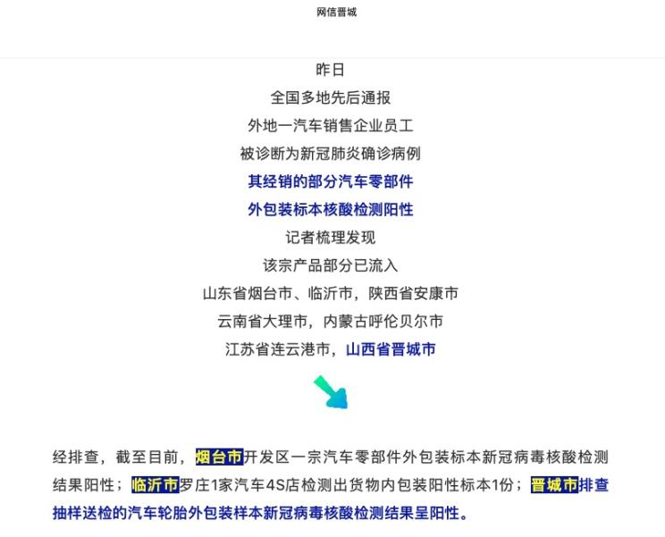 车市后观察 天津/山西/山东等多地4S店汽车零部件外包装标本核酸检测阳性