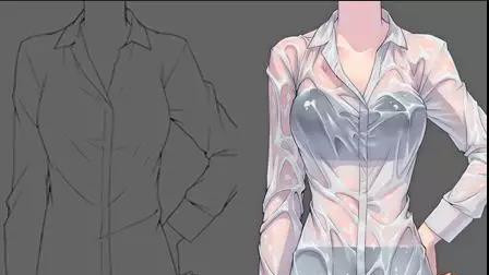 女生淋湿的衣服效果怎么画? 教你绘画湿透的衬衫