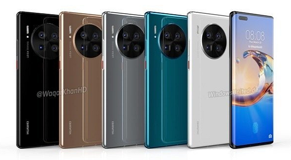 瀑布屏|华为MATE40 Pro全新渲染图曝光,瀑布屏+五种配色,颜值很接近了