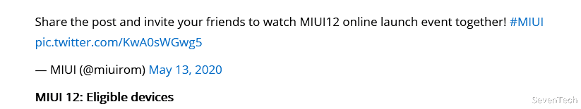 『miui12』小米MIUI 12全球发布定于5月19日