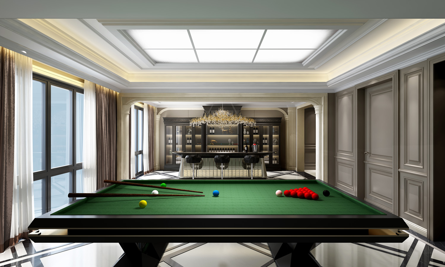 『集成吊顶』700平米独栋别墅装修，美式风格质朴且温暖 客厅很别致