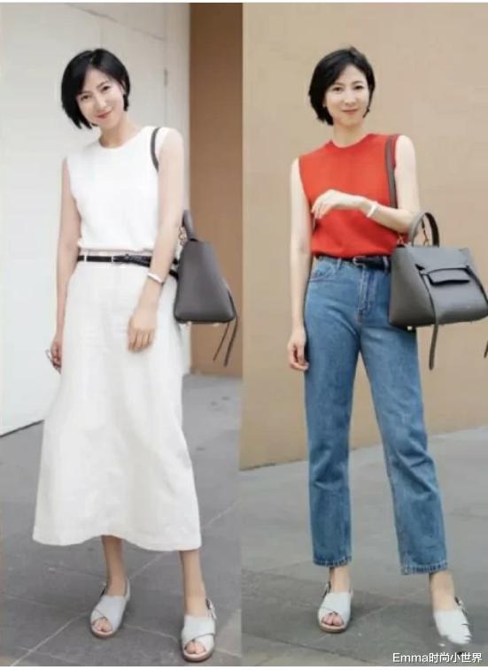 蓝盈莹@40岁职场女性的优雅穿着，舒适清透，正是抵抗中年疲态的好办法