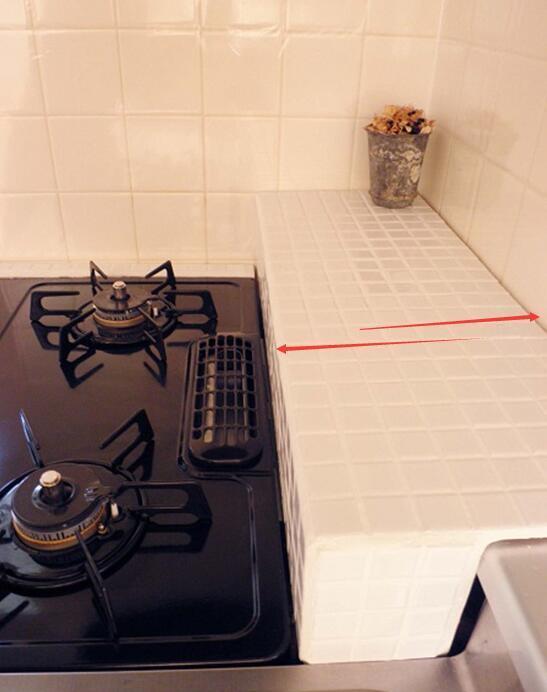 「」灶台两边别浪费了!加个抽屉砌个墩子,厨房瓶瓶罐罐都有地放了