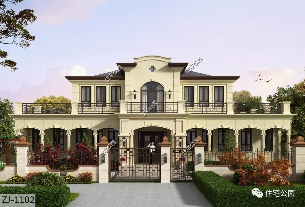 |30套经典农村法式风格户型图，带效果平面展示