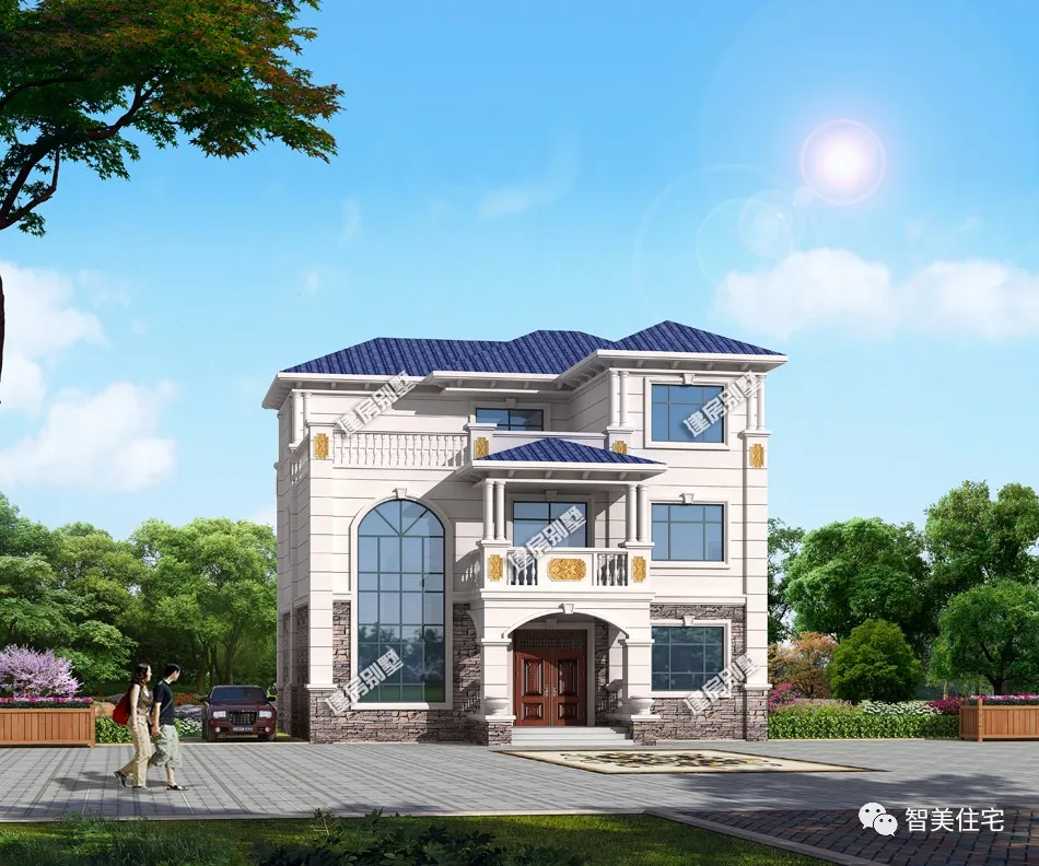 |面宽12米左右，内设堂屋的两栋农村别墅，你家房子最闪亮