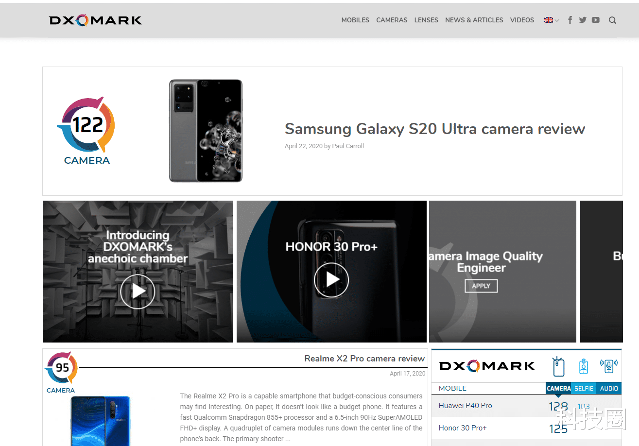 [三星galaxy s20]大跌眼镜！三星S20 Ultra拍照得分仅122分被华为荣耀吊打