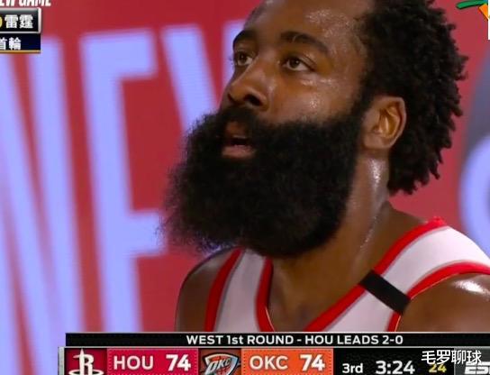 雷霆队|哈登3节轰34+6+5，火箭却遭遇雷霆强力狙击，保罗拒绝投降