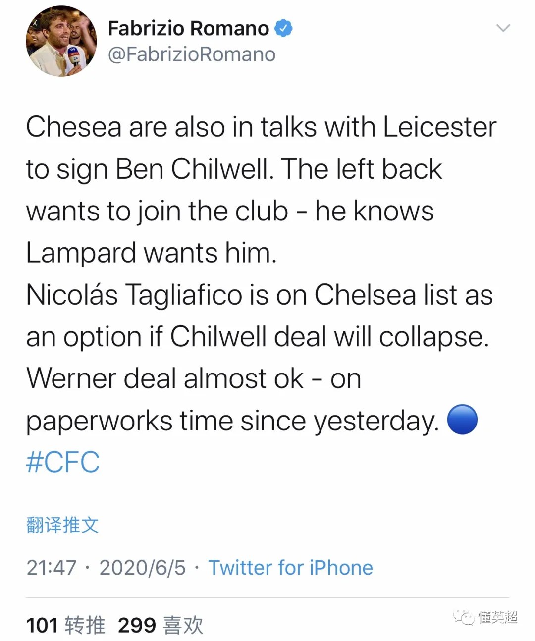 切尔西■蓝军5千万交易获确认！德甲锋霸加盟在即，兰帕德再瞄准6千万强援