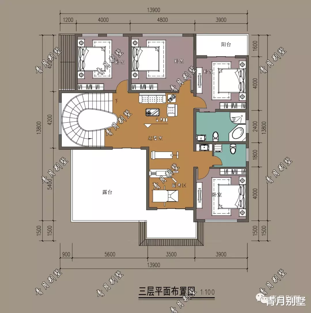|13.9×13.8米三层欧式小别墅，豪华大气，奢享现代时尚人居
