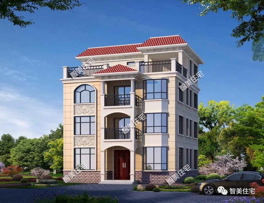 |平屋面+简欧风设计的两栋别墅，在农村盖房，选简单户型更靠谱